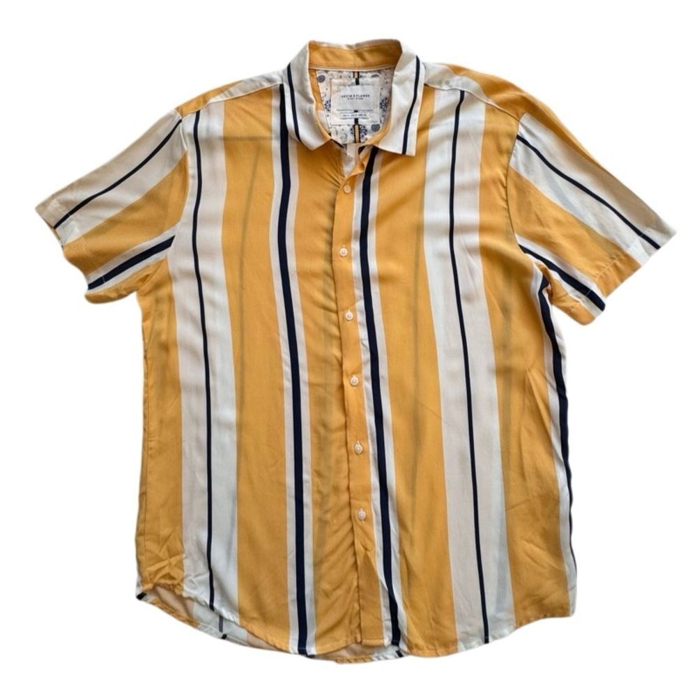 Denim & Flower Ricky Singh Striped Button Down Shirt Short Sleeve SZ M